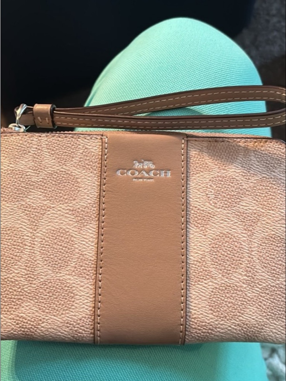 Coach Leather Zip wristlet NWT - Taupe